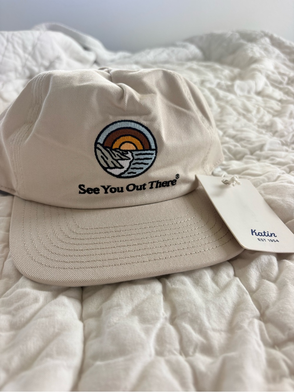 Katin Men’s Beige Hat with Colorful Sunset Patch